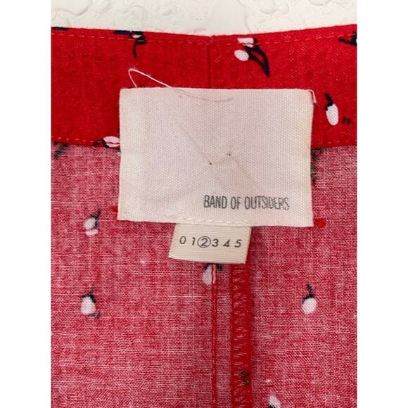 Band Of Outsiders Twee Red Mini Dress Blue Floral Print Cotton V Neck Full Skirt - Picture 11 of 13